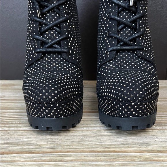 Jessica Simpson Black Studded Lace-Up Boots - Picture 9 of 12